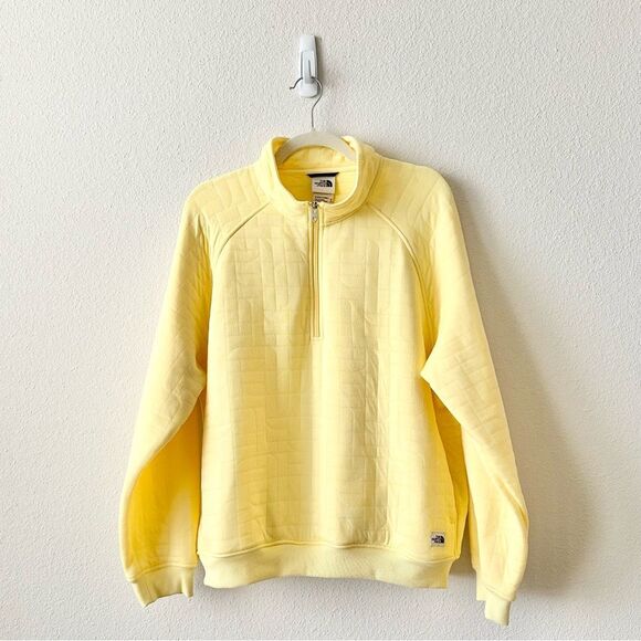 The North Face Women's Longs Peak Quilted ½ Zip Sweatshirt in Yellow Size XL - Picture 4 of 12